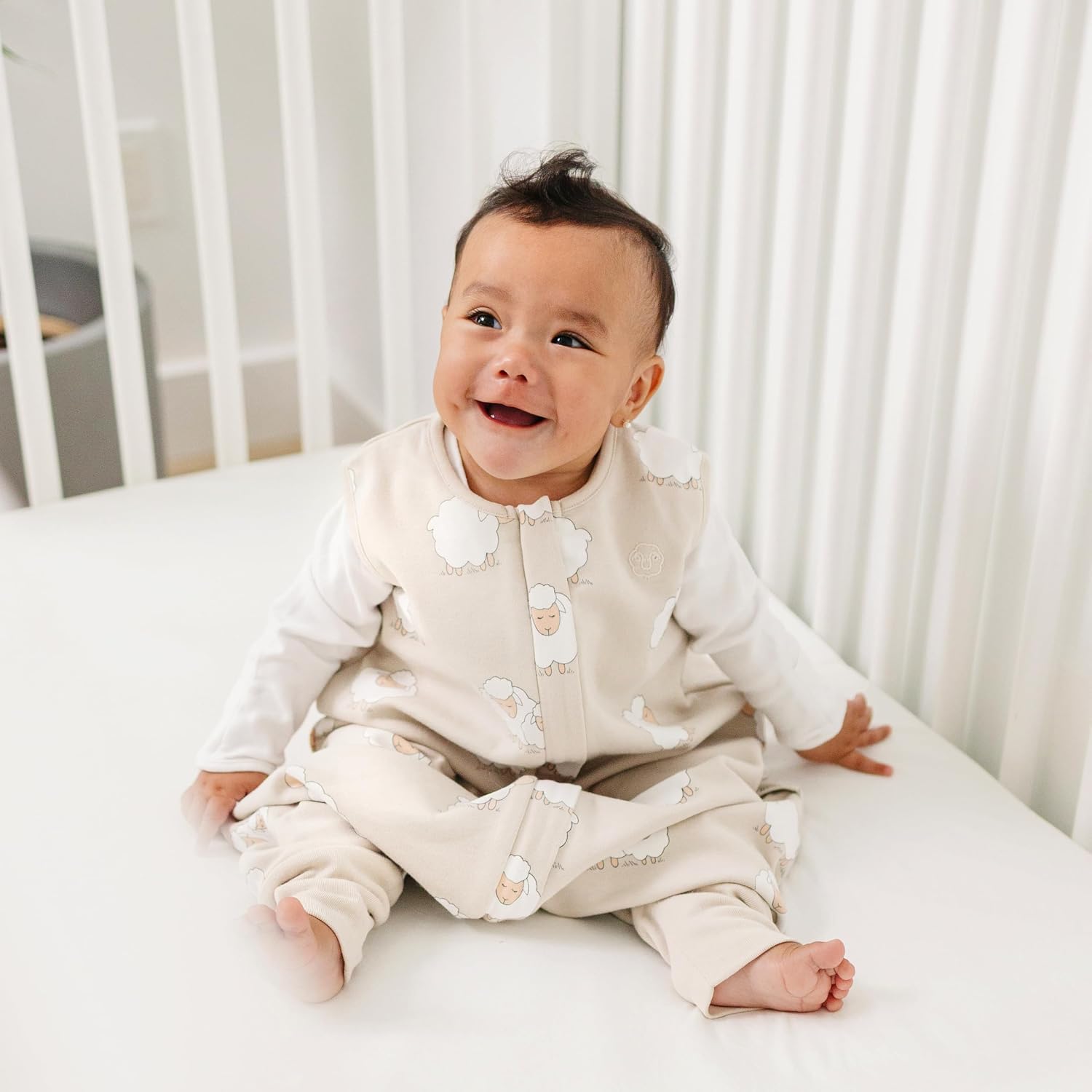 Woolino 4 Season Baby Sleep Bag with Feet Opening, Australian Merino Wool and Organic Cotton, Toddler Sleeping Bag, 18-36mo, Sheep
