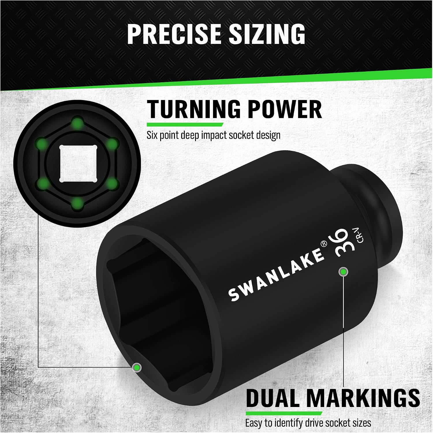 SWANLAKE 9-Piece 1/2" Impact Axle Nut Socket Set, Deep Metric Large Socket Set, 29mm 30mm 31mm 32mm 33mm 34mm 35mm 36mm 38mm, Cr-V Spindle Joint High Torque Wheel Nut Sockets