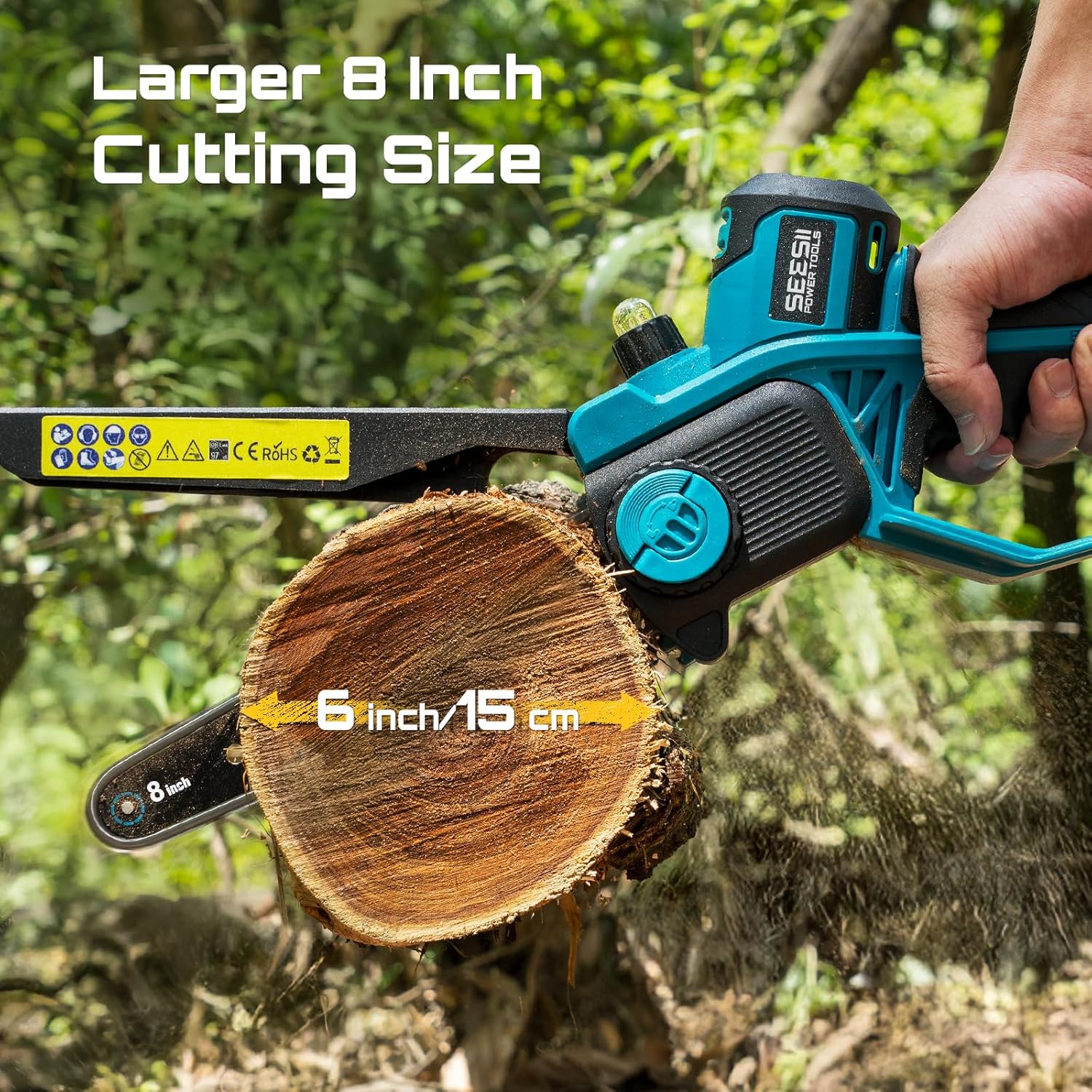 SEESII Flagship 8-Inch Cordless Mini Chainsaw, Upgraded Brushless Motor