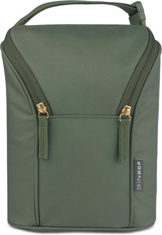 Skip Hop Insulated Bottle Bag Holds 2 Bottles Includes Freezer Pack, Sage