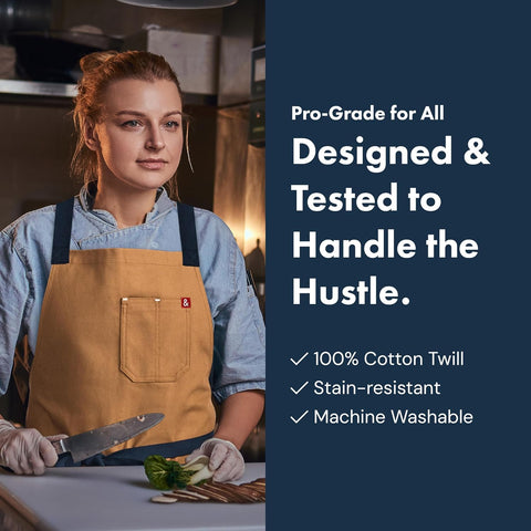 hedley & bennett Crossback Chef Apron, Pockets & Towel Loop, Midnight Blue