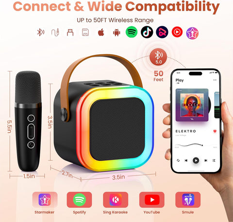 Karaoke Machine Kids Adults,Bluetooth Speaker with 2 Wireless Microphones