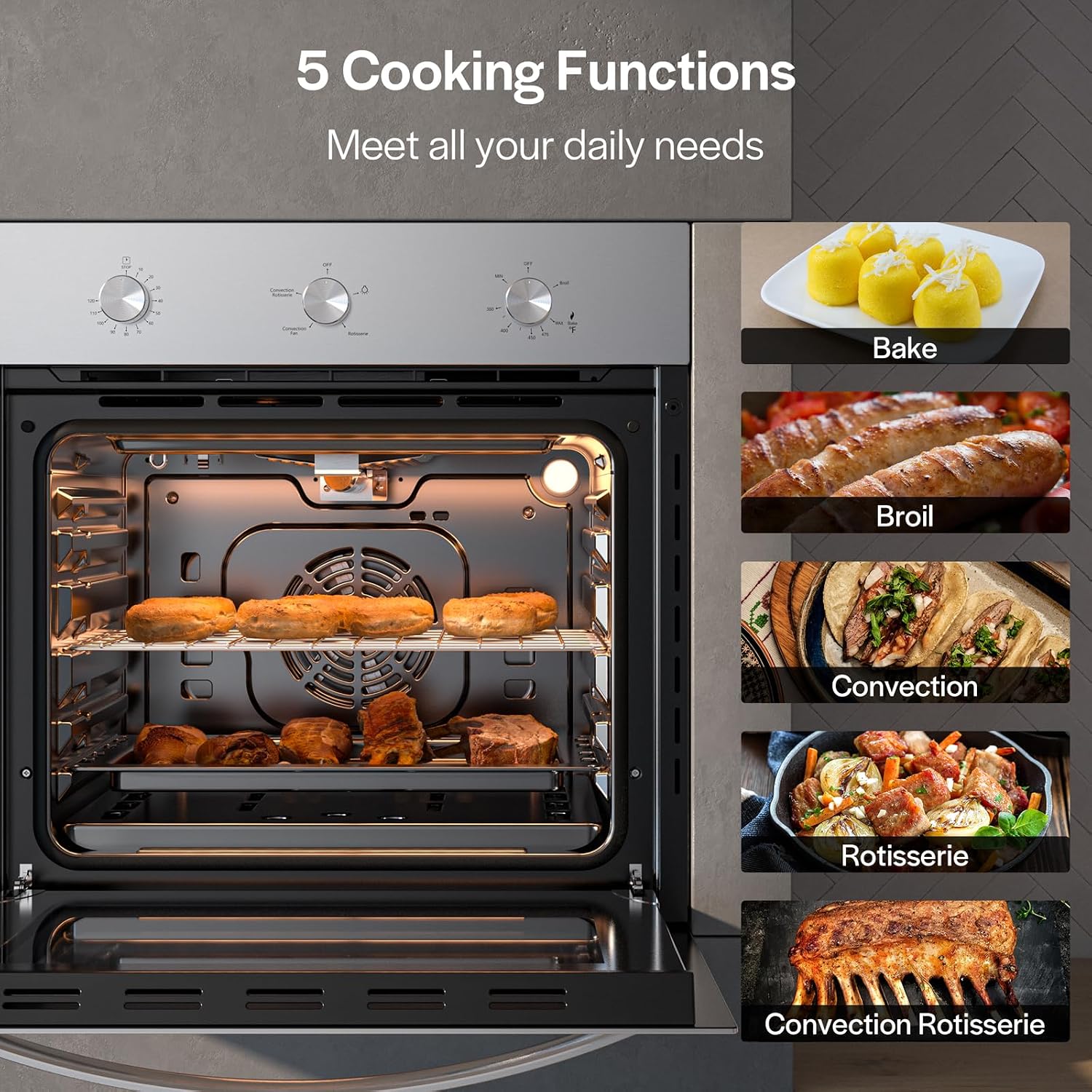 Empava Single Liquid Propane Gas Wall Oven 24 in. 2.3 cu. Ft.