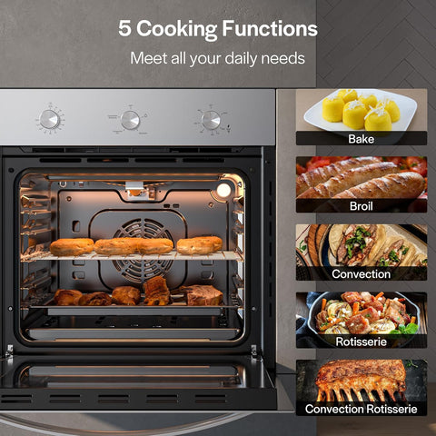 Empava Single Liquid Propane Gas Wall Oven 24 in. 2.3 cu. Ft.