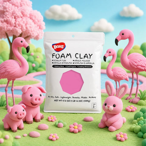 BOHS Foam Clay, Pink Air Dry Modeling Clay, 1.1 lb