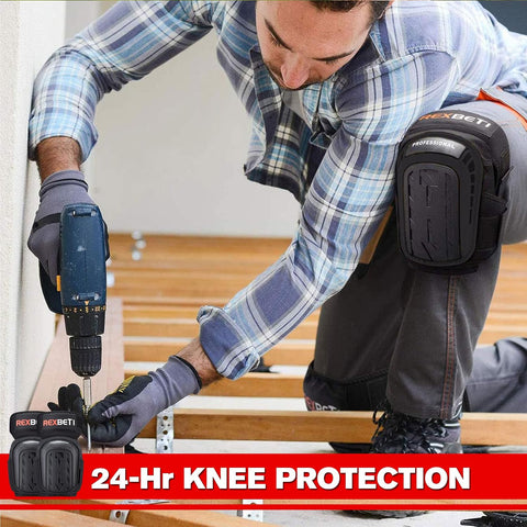 REXBETI Knee Pads for Men, Anti-slip Construction Gel Knee Pads for Work