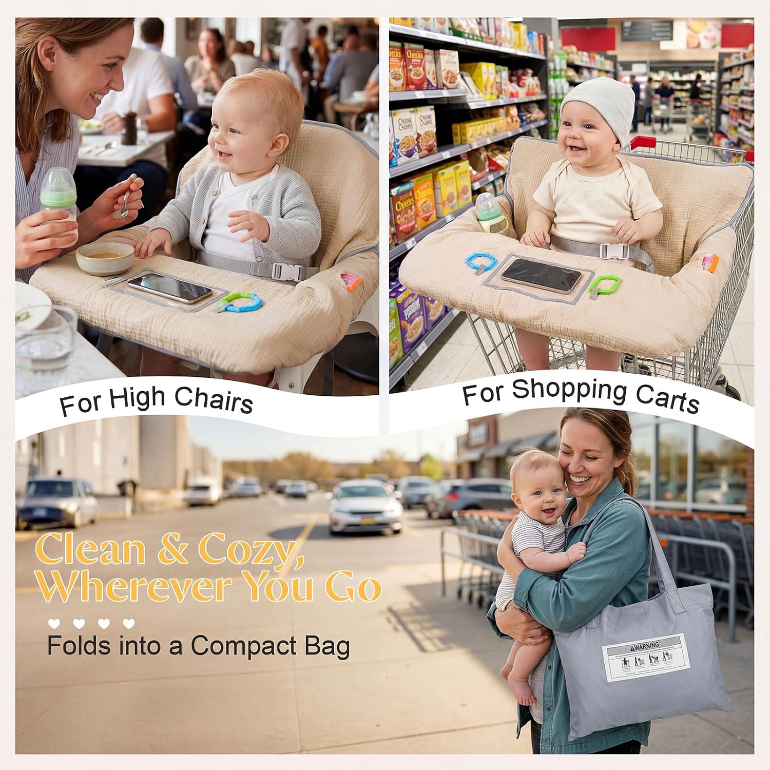 Muslin Shopping Cart Cover for Baby Soft Breathable Full Coverage