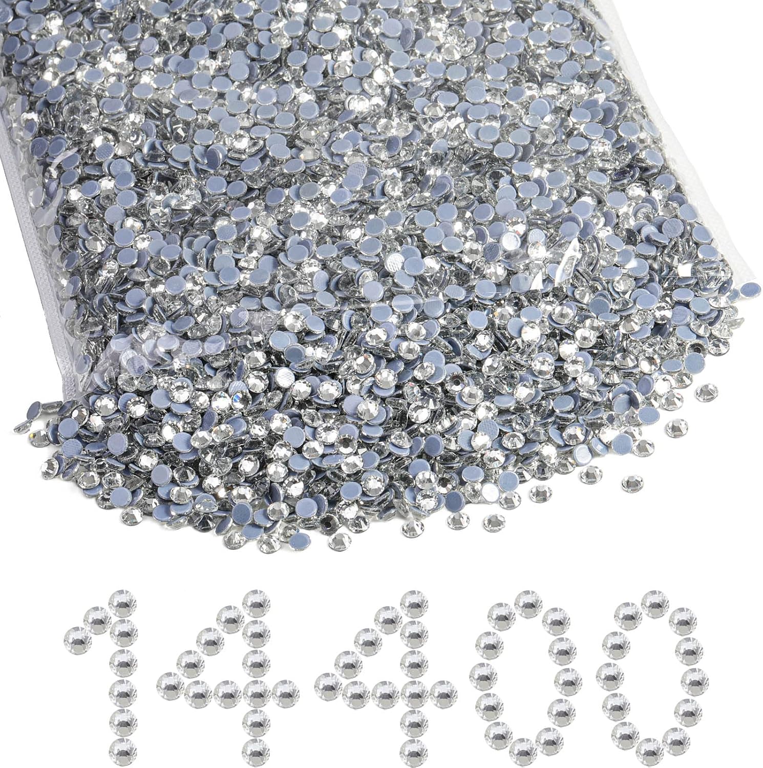 Beadsland Hotfix Rhinestones Bulk, Crystal, SS6, 14400pcs