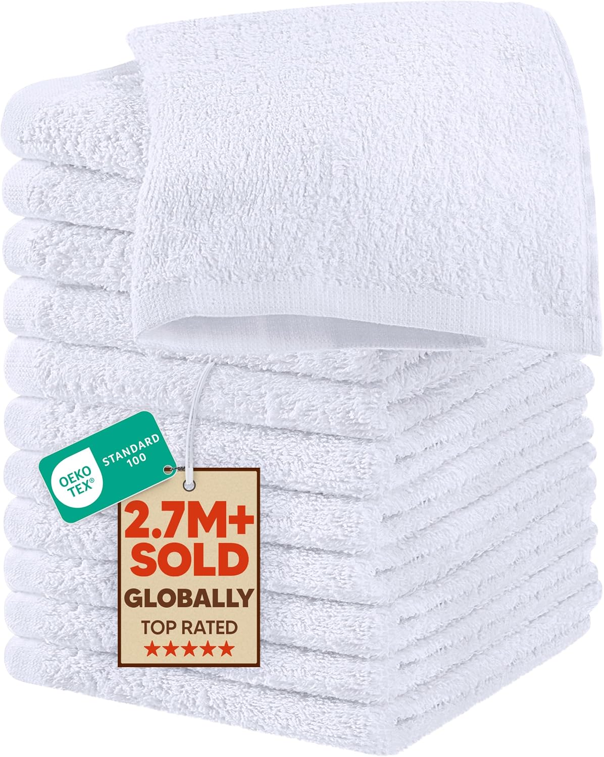 Utopia Towels 12 Pack Washcloths, 12x12 in, 100% Cotton, White