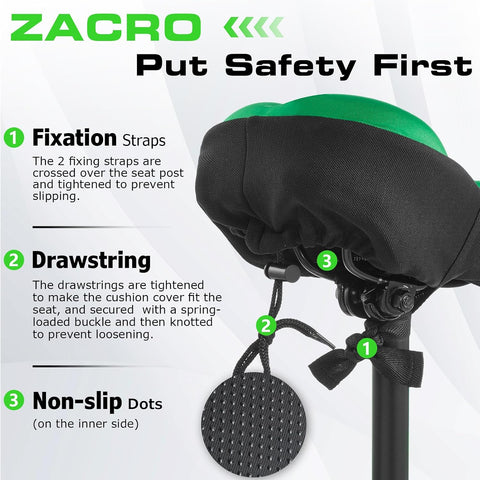 Zacro Bike Seat Cushion - Gel Padded Cover for Men Women Comfort, Extra Soft Exercise Bicycle Compatible with Peloton, Stationary or Cruiser Seats