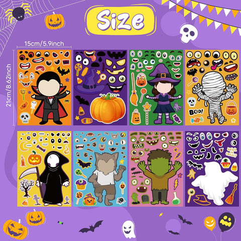 OHOME Halloween Party Favors - DIY Crafts Stickers for Kids | Kids Halloween Games Toys Gifts Treats Decorations Activities Party Supplies(24 Sheets)