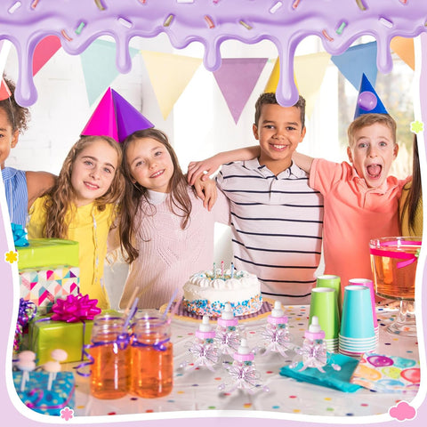 Nuenen 48 Pcs Baby Shower Milk Bottles with Ribbon Plastic Bear Candy Bottles Baby Shower Favors Gender Reveal Wedding Birthday Party Decorations (Purple)