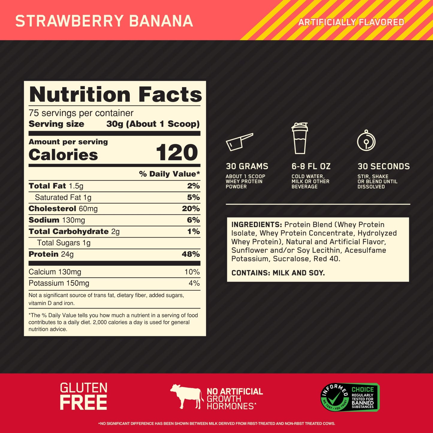 Optimum Nutrition Gold Standard 100% Whey Protein Powder, Strawberry Banana, 5 Pound (Packaging May Vary)