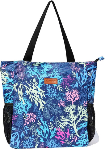 ESVAN Original Floral Water Resistant Large Tote Bag Shoulder Bag for Gym Beach Travel Daily Bags Upgraded