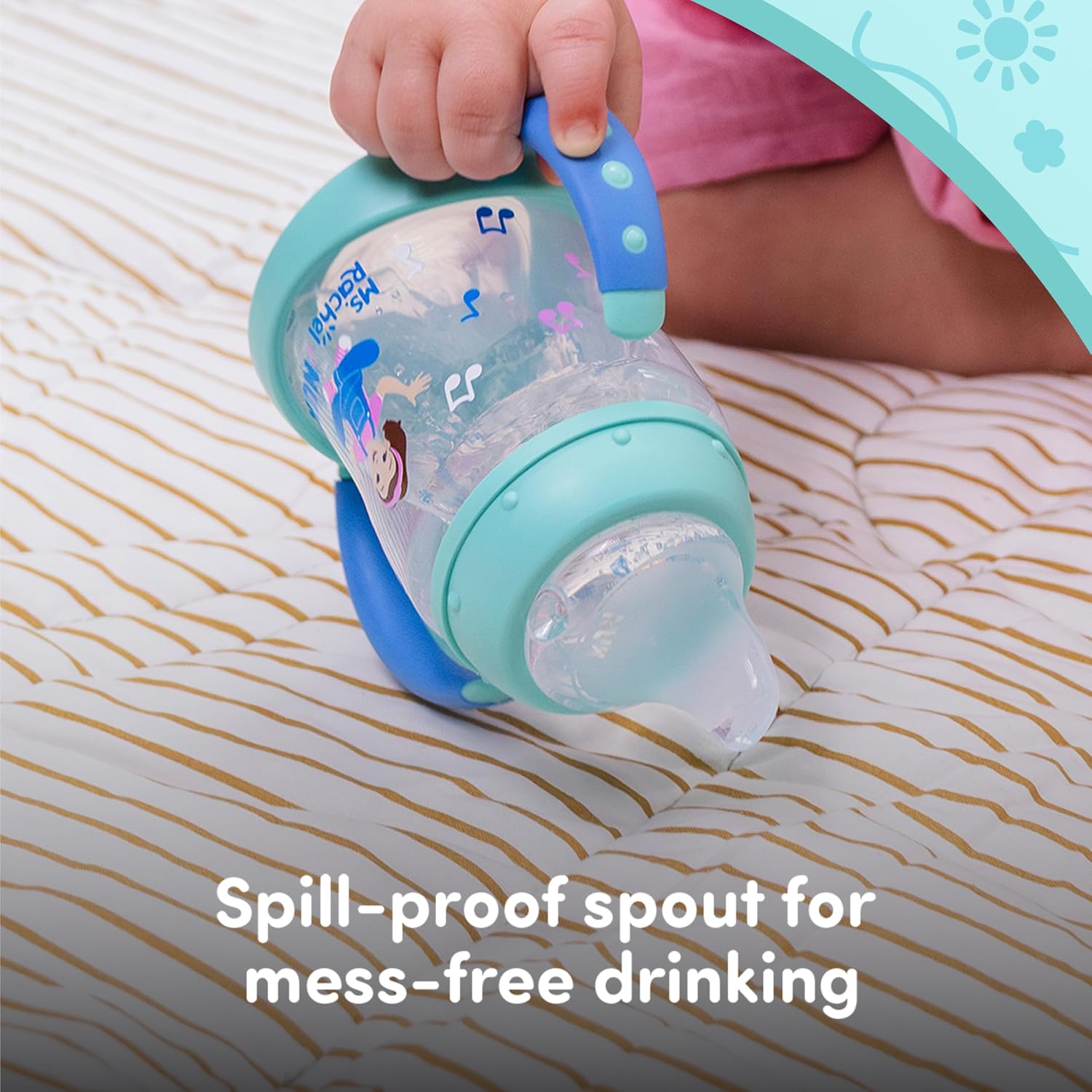 NUK Learner Cup, Ms. Rachel, 5 oz, 6+ Months, 2 Pack – Soft Spout, Easy-Grip Handles, BPA Free, Spill Proof Transition Sippy Cup
