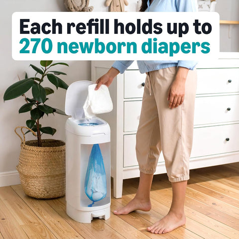 Amazon Basics Diaper Pail Refills for Genie Pails, Unscented, 2160 Count (8 Packs of 270) (Previously Mama Bear)