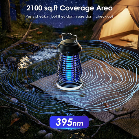 Bug Zapper Outdoor & Indoor,Cordless Portable Mosquito Zapper with Rechargeable 4800mAh Battery & Auto On/Off,Mosquito Repellent Outdoor Patio,Electric Fly Trap for Camping,Kitchen,Backyard,Patio