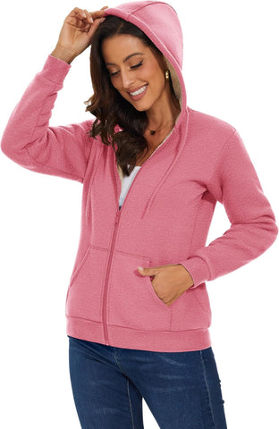 MAGCOMSEN Zip Up Hoodies Women Sherpa Warm Winter Jacket with Pockets
