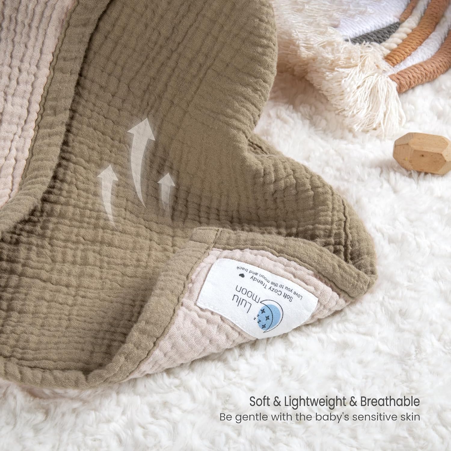 lulumoon Muslin Baby Blanket Neutral: Cotton Toddler Blanket for Daycare