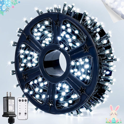 JMEXSUSS 400 LED White Christmas Lights Outdoor with 8 Modes