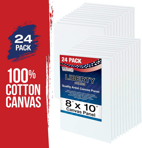 U.S. Art Supply 8 X 10 Inch Art Canvas Board Panels 24 Pack - 8 Ounce