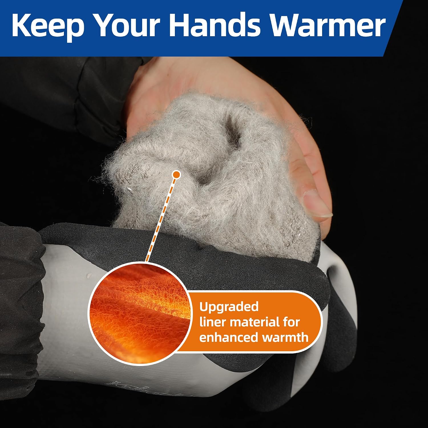Schwer 2 Pairs 100% Waterproof Winter Work Gloves Latex Coated, CR3305, L