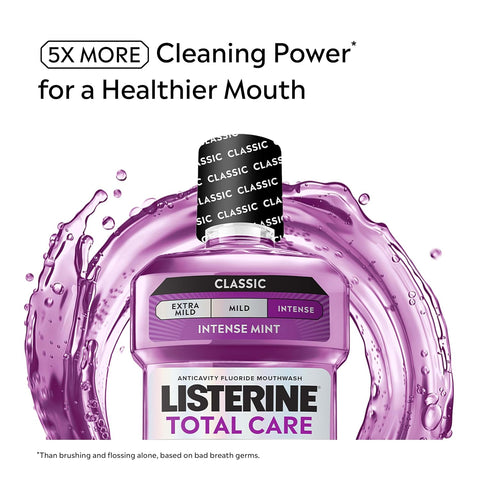 Listerine Total Care Anticavity Mouthwash, Intense Mint, 33.8 fl. oz/1L x 2