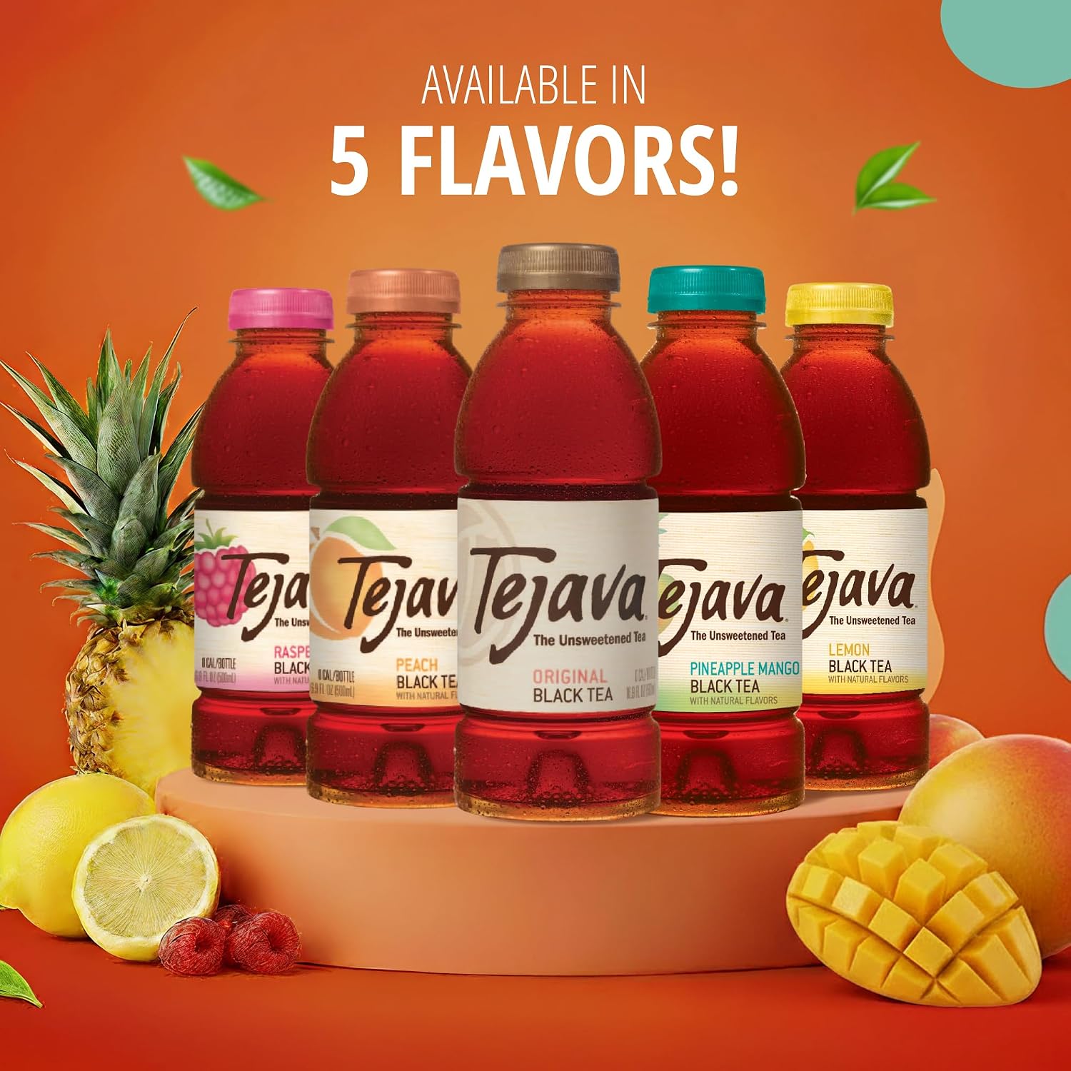 Tejava Original Unsweetened Black Iced Tea, 16.9 fl oz, Pack of 12 | BPA-Free 30% rPET Bottles, Java Black Tea Leaves, No Sugar, No Sweeteners, 33 mg Caffeine Per 8 Oz