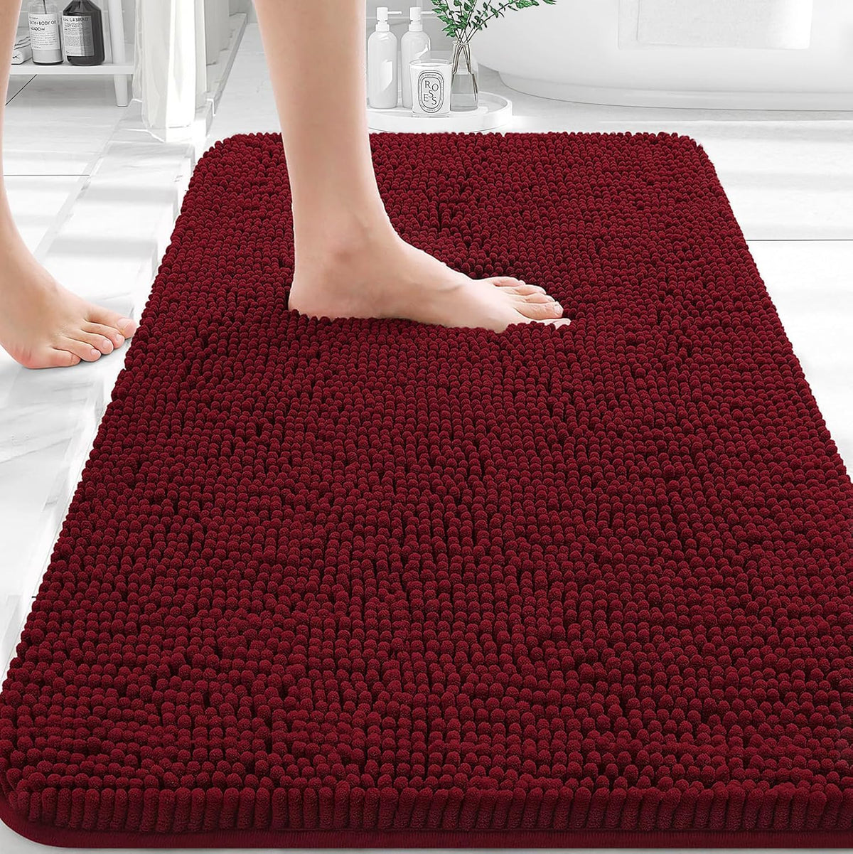 OLANLY Bathroom Rugs 36x24, Extra Soft Absorbent Chenille Bath Rugs