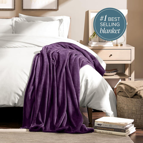 Bare Home Fleece Blanket Luxury Microplush (Twin/Twin XL, Plum)