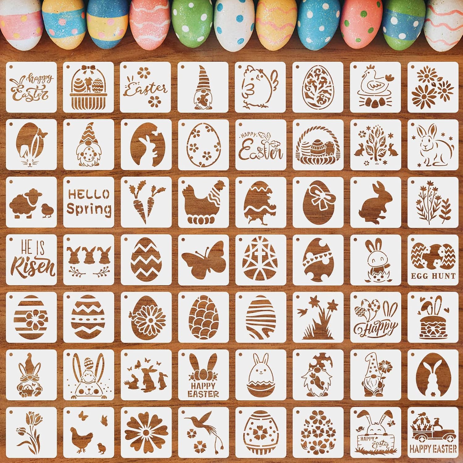 Augshy 56 Pack Easter Stencils, Christian Reusable for Painting Crafts
