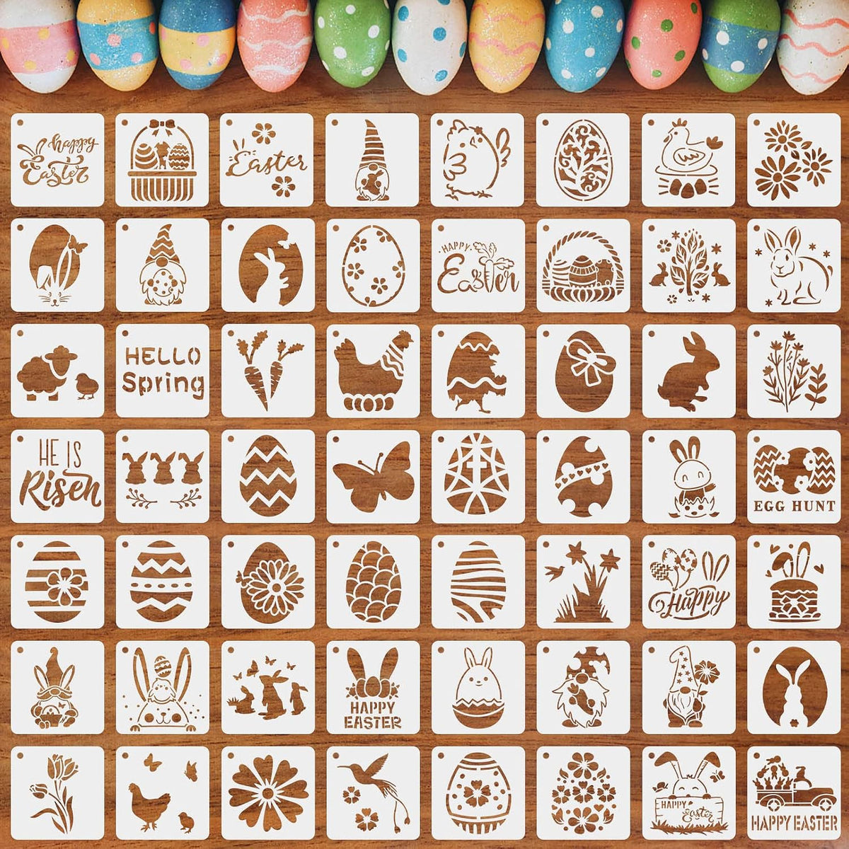 Augshy 56 Pack Easter Stencils, Christian Reusable for Painting Crafts