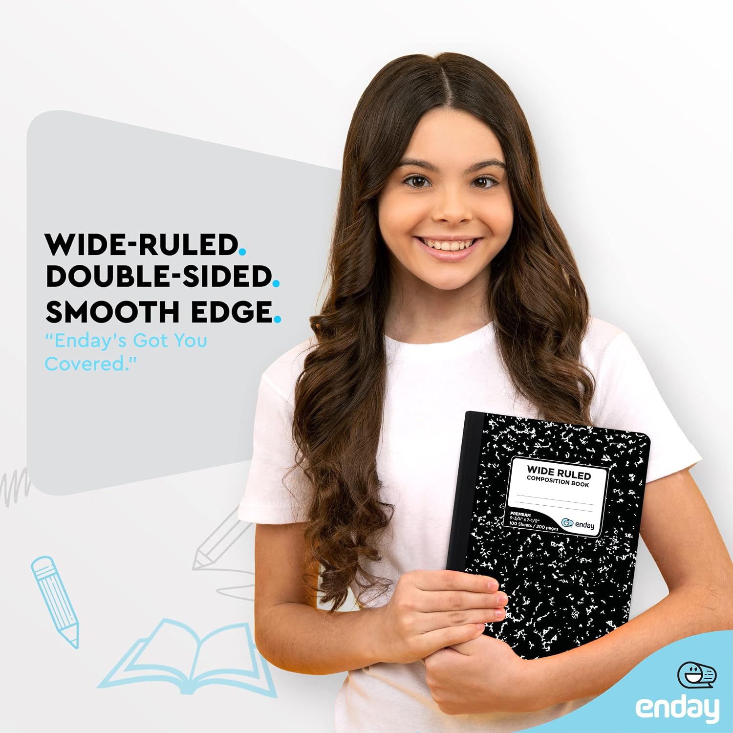 Enday Marble Composition Notebook Wide Ruled (2 Pack) 100 Sheets