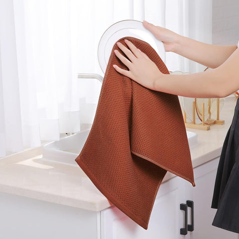 Homaxy 100% Cotton Waffle Weave Kitchen Dish Towels 6-Pack, Rust