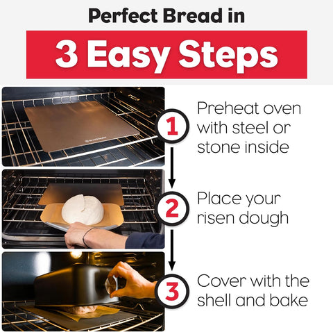 Brod & Taylor Ultralight Baking Shell for Sourdough Bread (Batard) – No Preheating Needed for Crispy Crust and Even Baking