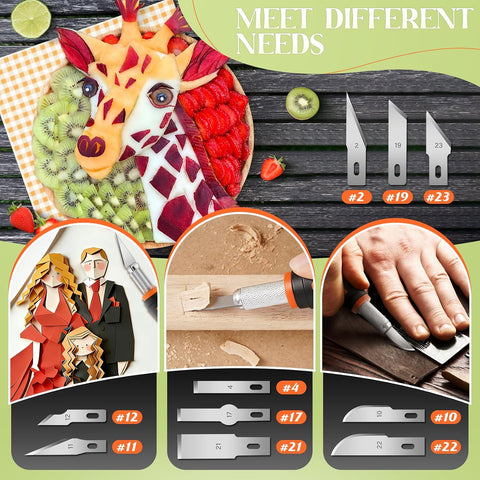 JETMORE 16 Pcs Exacto Knife, Craft Knives with 13 SK5 Steel Blades for Art