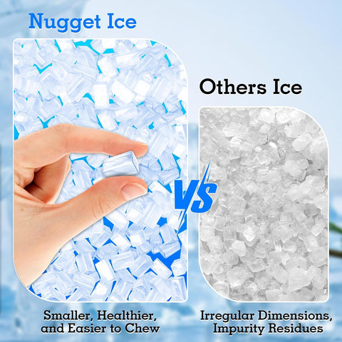 Commercial Nugget Ice Maker Machine, 70LBS/24H with 16LBS Storage Bin