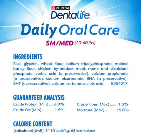 DentaLife Daily Oral Care Dog Treats for Small and Medium Dogs, Chewy Dental Treat to Freshen Breath and Fight Tartar, Chicken Flavor - 40 ct. Pouch