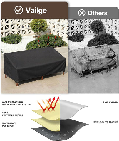 Vailge Patio Sofa Cover 3-Seater & Outdoor Couch Cover Waterproof