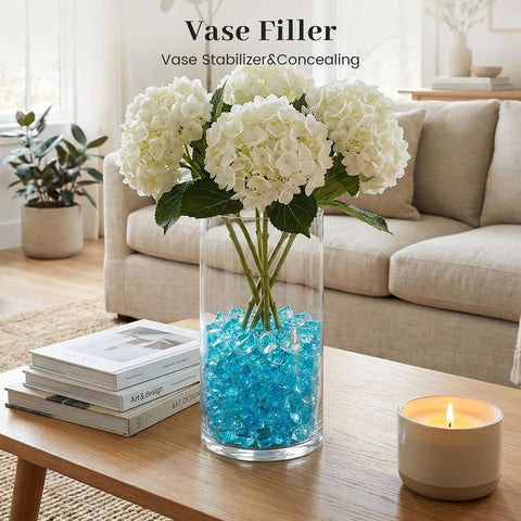 DomeStar Light Blue Fake Ice Rocks, 150 PCS Acrylic Crystal Vase Filler