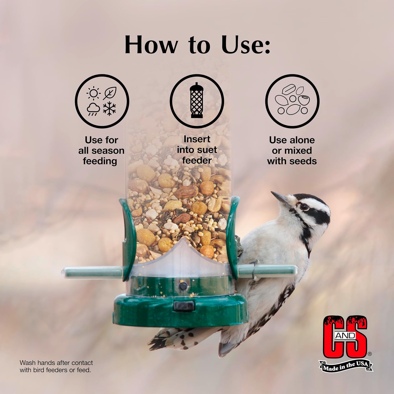 C&S Peanut Flavor Suet Nuggets, Bird Suet for Woodpeckers, 27 Ounces