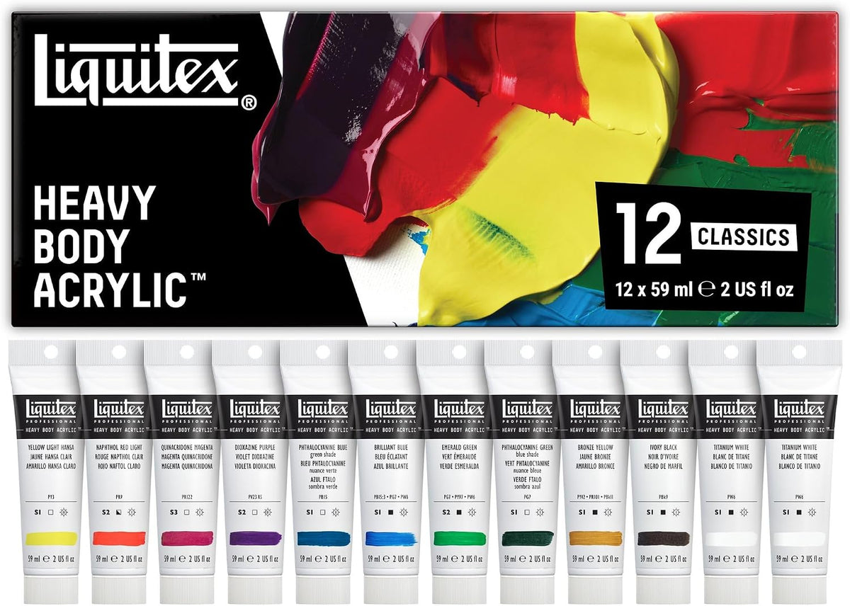 Liquitex Heavy Body Acrylic Paint Set, Classic 12 x 59ml (2-oz) Set