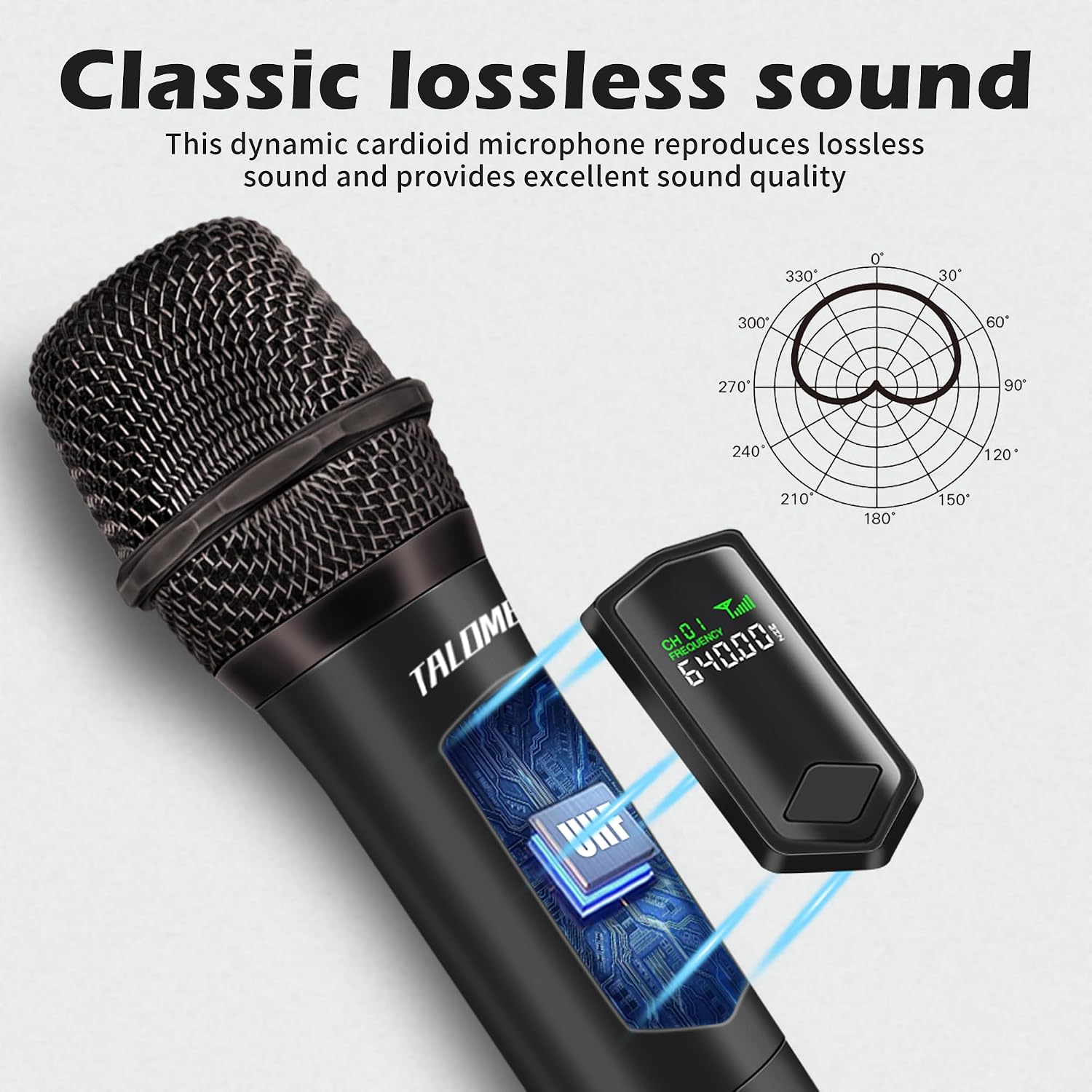 talomen Wireless Microphones, Professional Dual Karaoke Microphone for Singing, Handheld Cordless Dynamic Mic System with Rechargeable Receiver(160 Ft) for Wedding, DJ, Speech, Church, Party, K602-BW