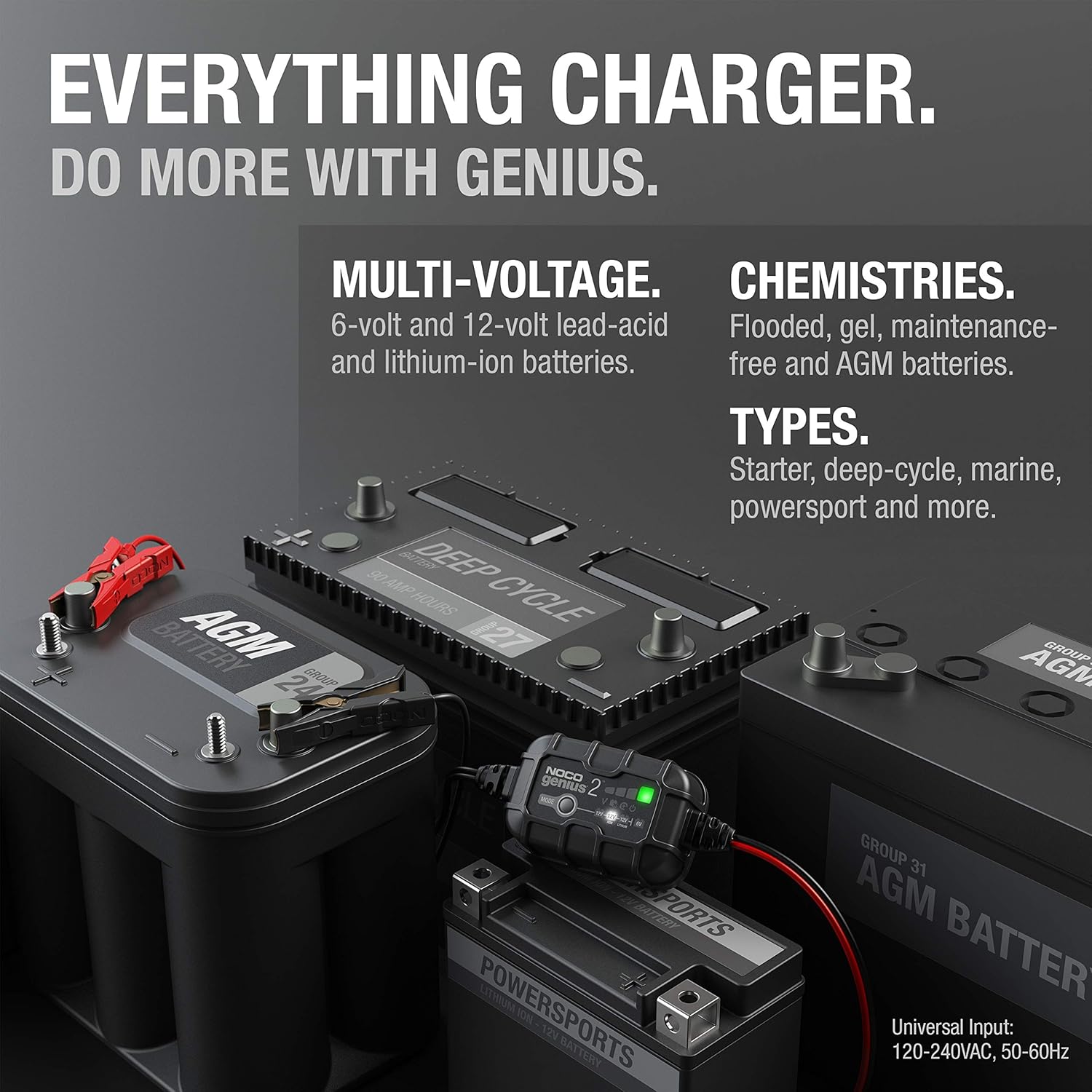 NOCO GENIUS2 2A 6/12V Smart Battery Charger, Trickle Charger & Maintainer