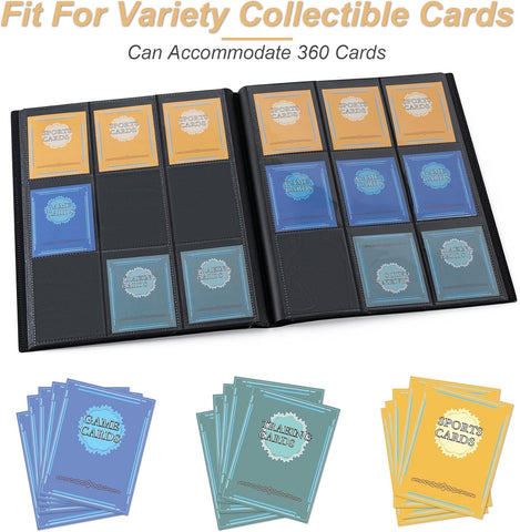 Card Binder 9 Pocket Storage 360 Card Binder,Trading Card Binder（Blue）