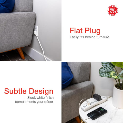 GE Surge Protector Power Strip, 10 Ft Extension Cord, 6 Outlet Extender