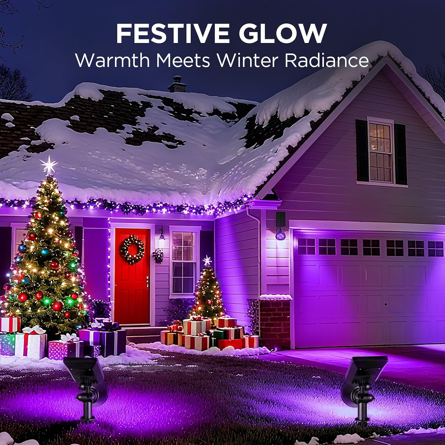 InnoGear 2 Solar Lights Outdoor Spotlight for Halloween Christmas, Purple