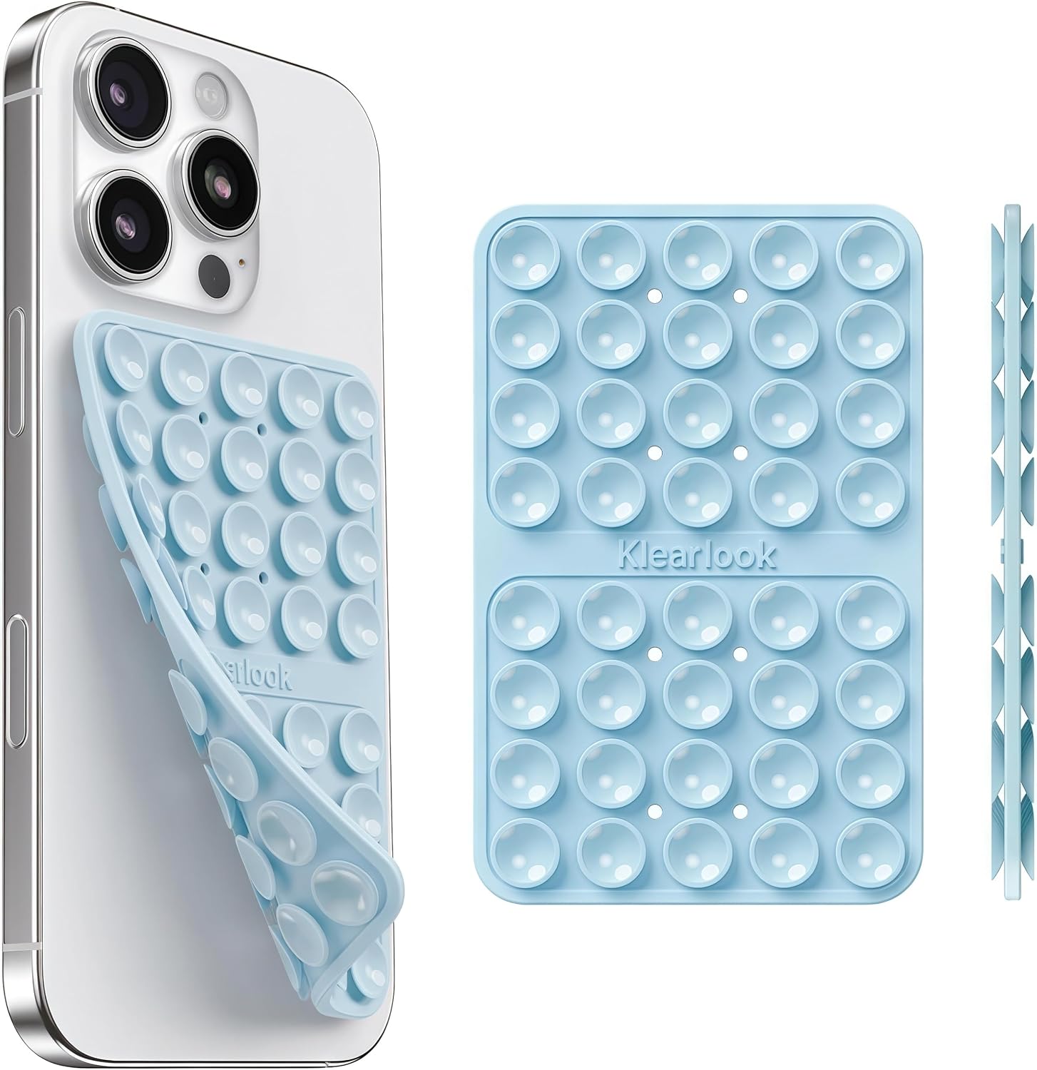 Klearlook Silicone Double Sided Suction Cup Phone Case Mount, Baby Blue