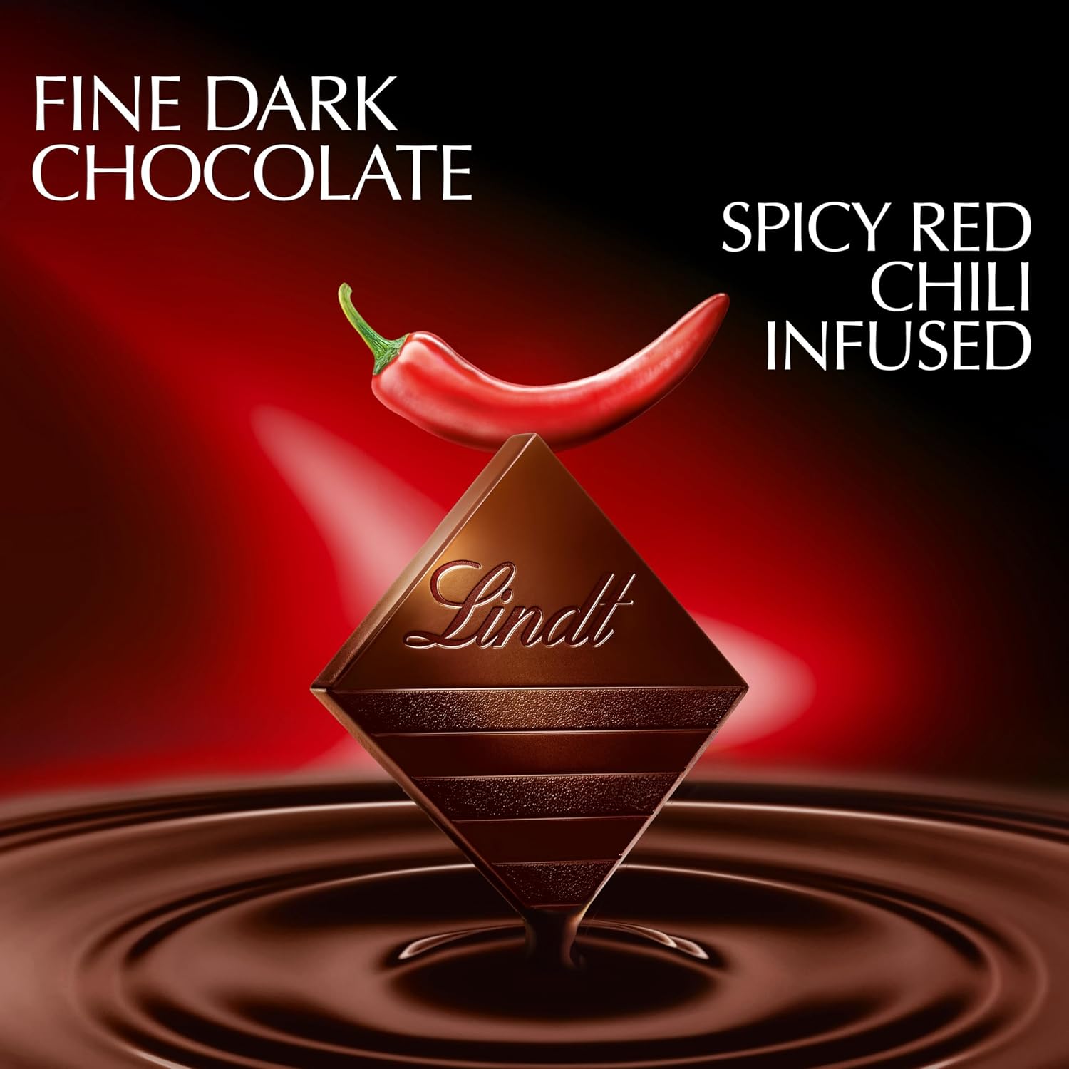 Lindt EXCELLENCE Chili Dark Chocolate Bar, Dark Chocolate Candy Infused with Spicy Red Chili, 3.5 oz. (12 Pack)