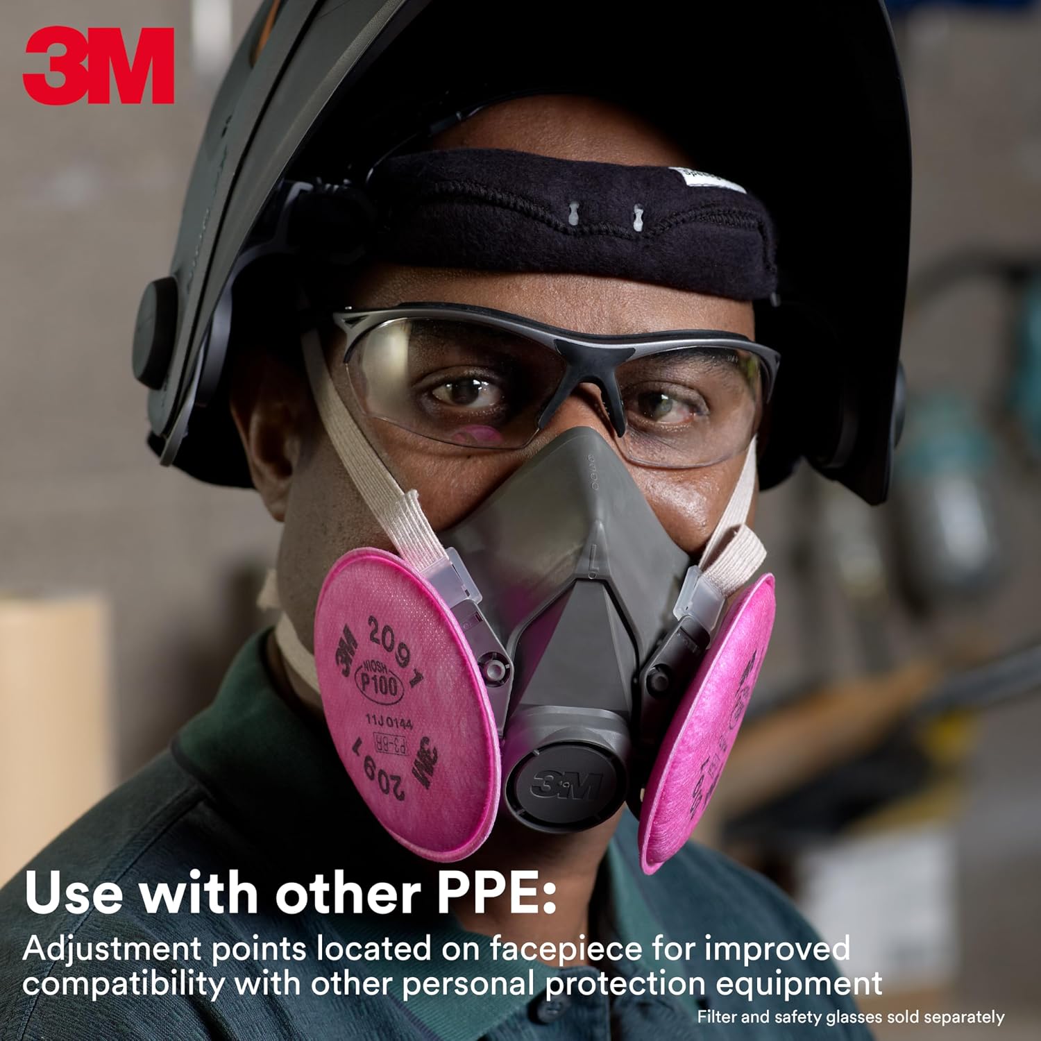 3M Half Facepiece Reusable Respirator 6300, NIOSH, Large
